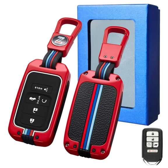 Compatible with Honda Key Fob Cover, Key fob Case Shell for 2016-2022 Accord Pilot CRV 2016-2021 Civic 2019-2024 Passport 5 Buttons, Metal Shell & Soft Silicone Protection
