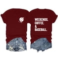 thumbnail image 2 of Loose Fit T-Shirts Casual Fashion Women'S T Shirt Weekends Coffee European And American Letter Print Short Sleeve,Red Women T Shirt M, 2 of 4