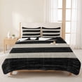 thumbnail image 3 of Twin Quilt Set 68''x86'', Black Cream Striped Lightweight Bedspread Coverlet Set with 2 Pillow Shams, Farmhouse Vintage Shabby Chic Wood Grain Breathable All Season Quilt Bedding for Dorm/Bedroom, 3 of 9