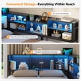 thumbnail image 5 of Mabor Queen Size Corner Bed Frame with Charging Station & LED Lights, Queen Daybed with 2 Drawers and Storage Bookcase, Metal Platform Beds for Teens/Adult, Black, 5 of 8