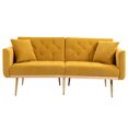 thumbnail image 2 of Accent Sofa Loveseat Sofa with Gold Metal Feet and 2 Pillow, Sofa Velvet Couch with Thickened Cushion and Padded Seat, Sleeper Couch with Backrest for Living Room, 2 of 9