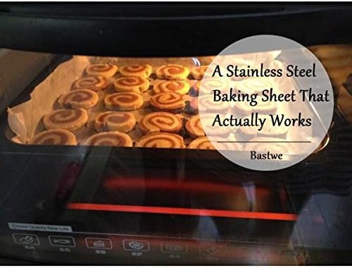 Cookie Sheet Baking Sheet Set of 3,  Commercial Grade Stainless Steel Baking Pan, Professional Bakeware Oven Tray, Healthy & Non-toxic, Rust Free & Mirror Finish, Easy Clean & Dishwasher Safe
