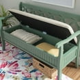thumbnail image 5 of Powell Elliana Storage Bench, Teal Finish with Beige Fabric, 5 of 12