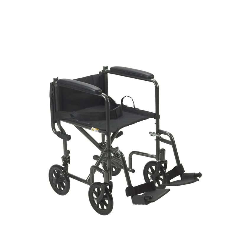Drive Medical Lightweight Steel Transport Wheelchair Fixed Full Arms 19 Seat