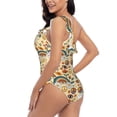 thumbnail image 4 of Haiem Mushrooms And Rainbows Peace Women's One Piece Swimsuits Tummy Control One Shoulder Bathing Suits Ruffle Swimwear-XX-Large, 4 of 8