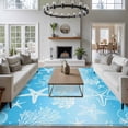 thumbnail image 3 of Area Rug for Living Room, Blue Ombre Coastal Non-Slip Indoor Ex Large Carpet for Bedroom/Dining Room, Sea Nautical Summer Beach Starfish Coral Washable Low-Profile Floor Runner Rugs - 8 x 10 Ft, 3 of 8