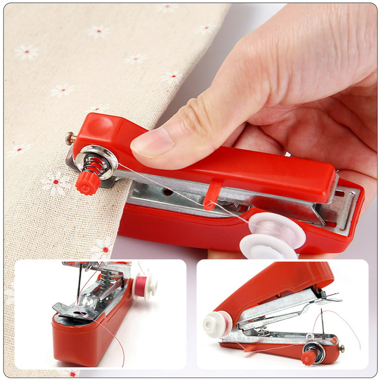 Small Portable Hand Sewing Machine Mini Tool,household Handheld Portable  Mini Hand Sewing Machine Handheld Pocket Small Sewing Machine (red)(1pcs)