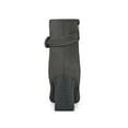 thumbnail image 2 of BLISSFUL STEP Women's Knot Decor Square Toe Side Zip Block Heels Ankle Boots Gray 7, 2 of 8