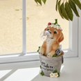 thumbnail image 4 of Estatua de jardín: cachorro con chicle y luces LED con energía solar para decoración de césped de patio interior y exterior, 29,8 x 15,6 cm, decoración navideña, 4 of 5