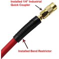 thumbnail image 4 of 2-Pack Hybrid Air Hose 3/8-Inch by 50-Feet 300 PSI Heavy Duty, Lightweight, Kink Resistant, All-Weather Flexibility with 1/4-Inch Brass Male Fittings, Bend Restrictors, Red, 4 of 6
