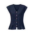 thumbnail image 6 of GERsome Women's Tank Tops V-Neck Pleated Button Down Sleeveless Loose Fit T-Shirts for Summer Casual Navy Size S, 6 of 8