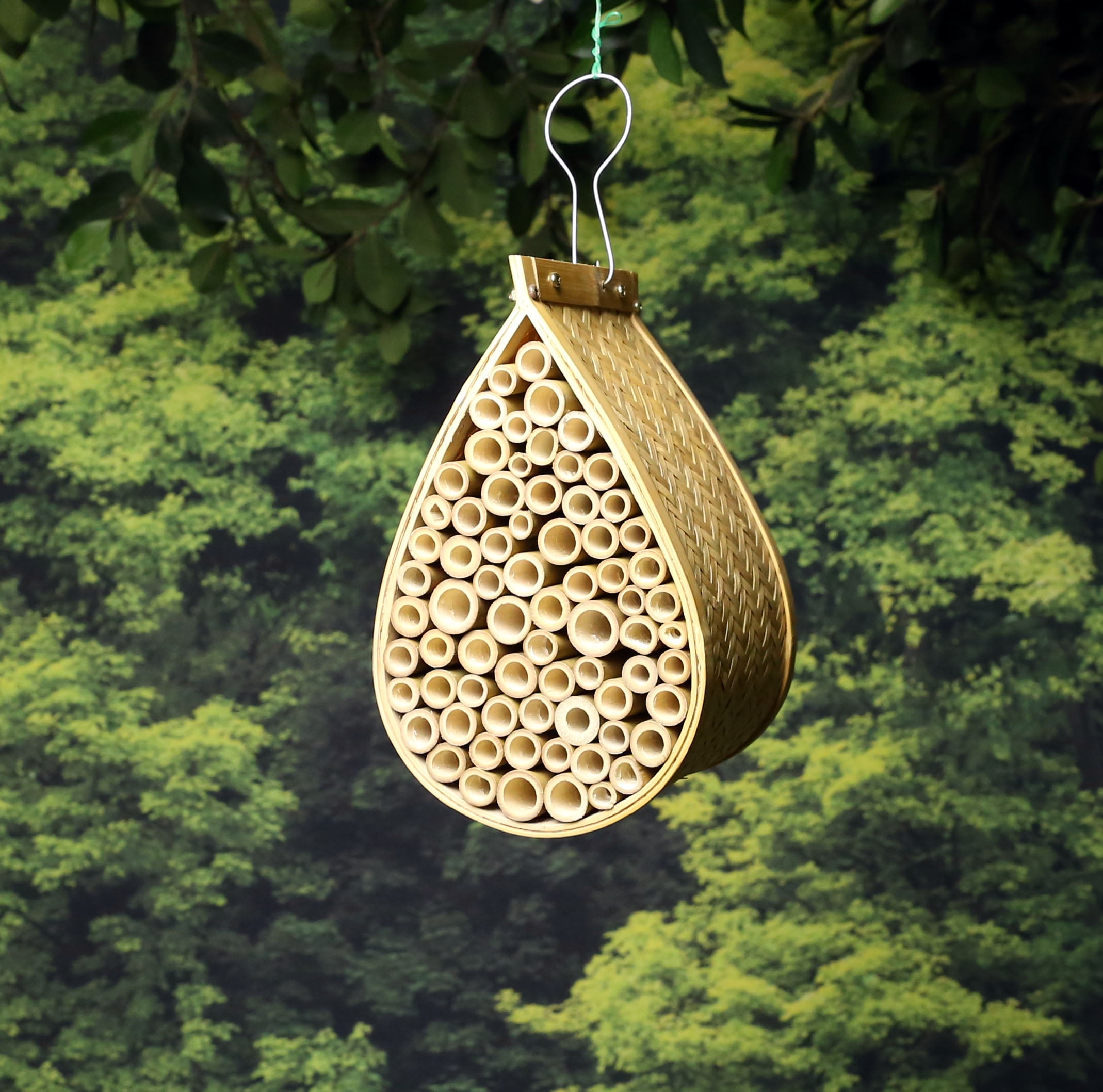 Alpine Mason Bamboo Bee House With Different Sized Holes, 10 Inch Tall