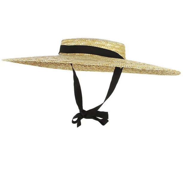 Sombreros grandes de paja Natural para mujer, visera de playa de ala ancha, elegante, plana, con cinta larga y cordones, Verano