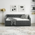 thumbnail image 4 of CoSoTower Twin Size Daybed with Twin Size Trundle Upholstered Tufted Sofa Bed, with Button on Back and Copper Nail on Waved Shape Arms, Grey, 80.5"X41"X30.5", 4 of 9