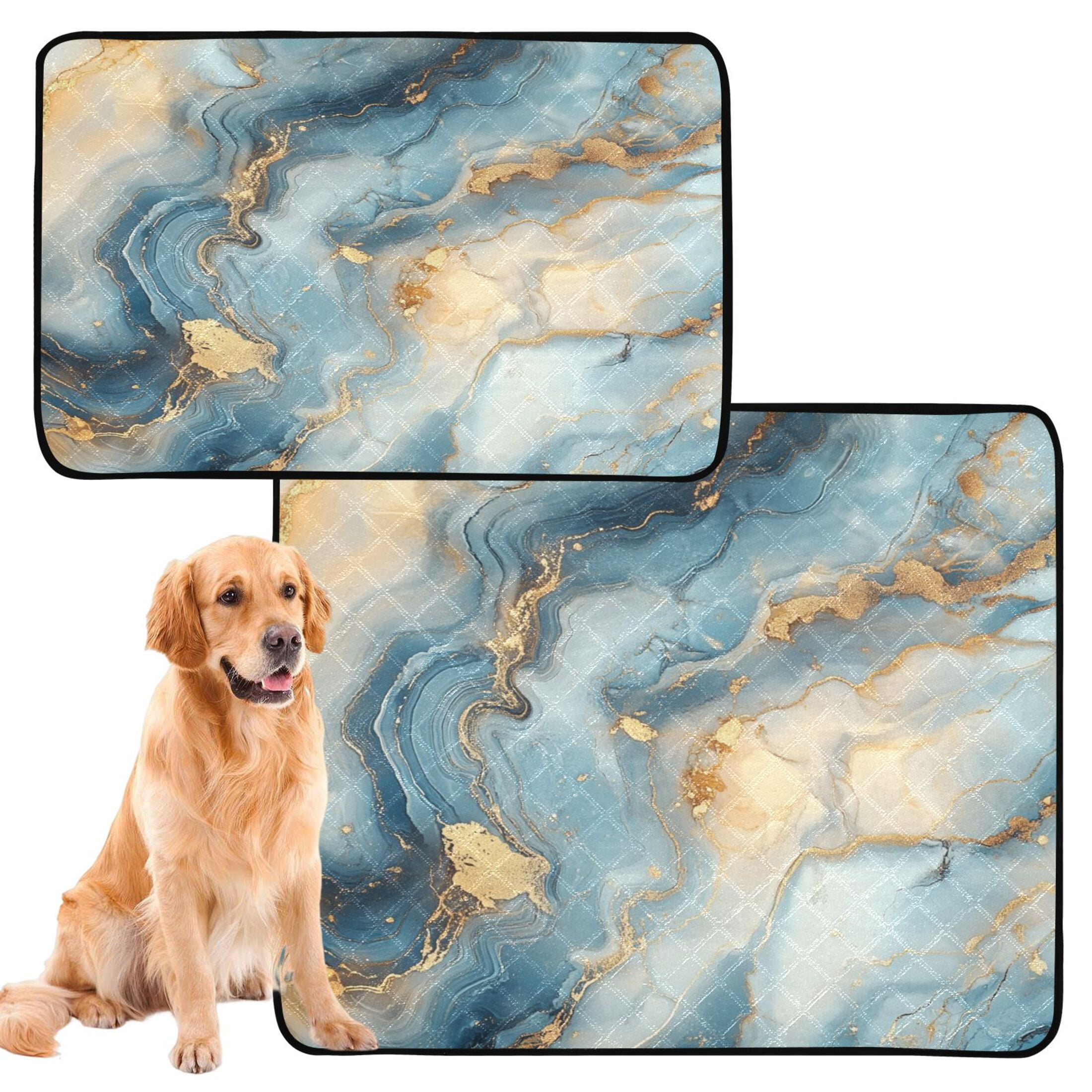 Qxltty Gilt Cyan Pattern Cat litter Pads Pet Set of 3 Diaper Mats Center Anti-leakage Layer Absorbent Soft and Comfortable