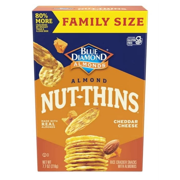 Blue Diamond Almond Nut Thins Cheddar Cheese - 7.7 oz Pack of 4