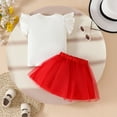 thumbnail image 3 of Hienoo Newborn Girls Outfits Ruffle Bowknot Ribbed T-Shirt and Tutu Skirt Set Kids Summer Outfit Sets, 3 of 3