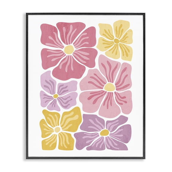 Stupell Industries Eclectic Pastel Hued Flower Blossoms Black Framed Giclee Art, 11 x 14, by Kim Allen