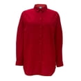 thumbnail image 1 of Ropa de Playa Ocean Pacific para Mujer Camisera Manga Larga Oversize con Corte en Costados, Tipo Lino Rojo Talla G, 1 of 4
