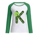 thumbnail image 4 of Lilgiuy Women Fashion O-Neck Saint Patrick Print Long Sleeve T-Shirt Long Sleeve Splicing Top for Going Out, 4 of 4