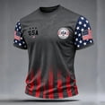 thumbnail image 2 of T Shirt Men Men's America Independence Day Fashion Chest Print Casual Large Size Short Sleeve T Shirt Stars and Stripes Usa 250Th Anniversary Crew Neck Dark Gray S, 2 of 3