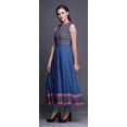thumbnail image 2 of Bimba Blue Geometric Printed Women Designer Mandarin Collar Anarkali Dress Indian Ethnic Kurta Large, 2 of 6