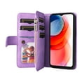 thumbnail image 3 of Multifunctional Case for Moto G Power 2021,[RFID Blocking] 9 Credit Cards Holder Wrist Strap, Premium PU Leather Zipper Wallet Purse Magnetic Flip Phone Cover for Motorola Moto G Power 2021, Purple, 3 of 12
