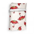 thumbnail image 4 of Umbrella Portable Fabric Shopping Bag, Colorful Cartoon Drawing of Strawberry Ornamented Parasols on Plain Backdrop, Versatile and Durable Grocery Tote with High Capacity, Champagne Red, by Ambesonne, 4 of 4