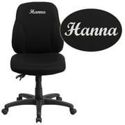Flash Furniture Personalized Mid-Back Black Fabric Multifunction Ergonomic Swivel Task Chair