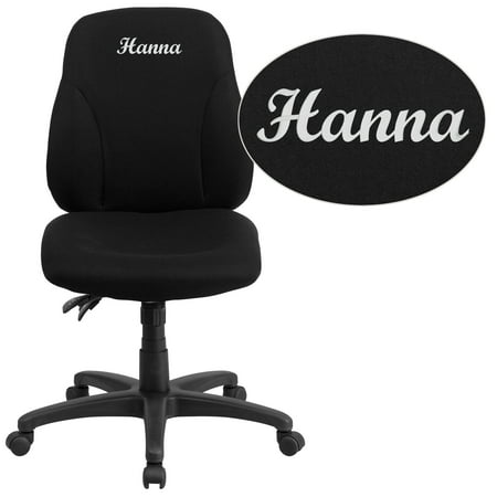 Flash Furniture Personalized Mid-Back Black Fabric Multifunction Ergonomic Swivel Task Chair