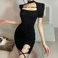 thumbnail image 1 of 2023 New Vintage Black Bandage Sexy Dress Spice Girls Hollow Out Short Sleeve Dress Women's Sweet Spicy Thin Skirt HalloweenS Gao Jinjia LED, 1 of 2