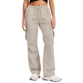 thumbnail image 2 of Womens High Waisted Cargo Pants Stretchy Wide Leg Y2K Fashion Travel Pants with Pockets Khaki S, 2 of 4