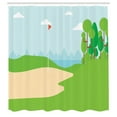 thumbnail image 2 of Ambesonne Golf Course Scene Shower Curtain, Field Trees Flag, 69"Wx70"L, Lime Green Pale Blue, 2 of 4