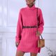 thumbnail image 2 of Jersey de moda para mujer, cuello alto, jersey de manga larga liso, suéter, Mini vestido de punto informal Pompotops hdfakjf1818, 2 of 6
