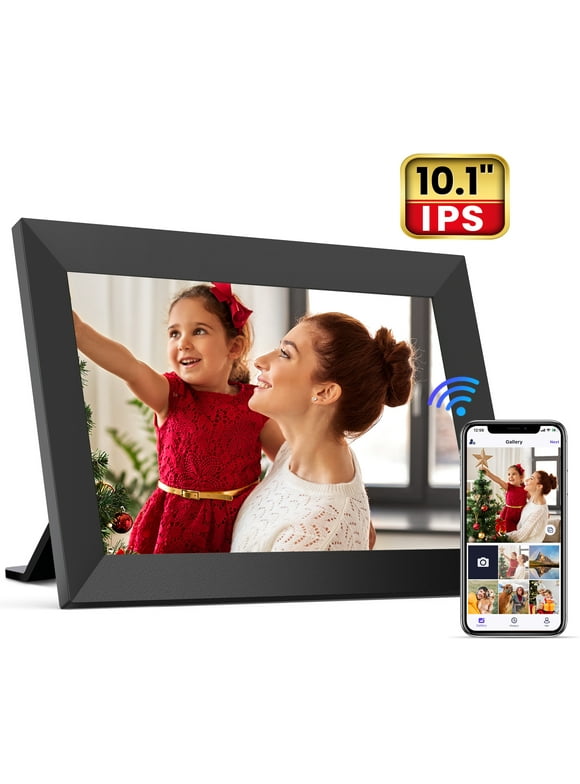 FANGOR WiFi Digital Picture Frame, 10.1 Inch IPS Touch Screen Smart Photo Frame with 16GB Memory, Auto-Rotate, Wall Mountable, Send photos & videos via free app,Best gift for family!