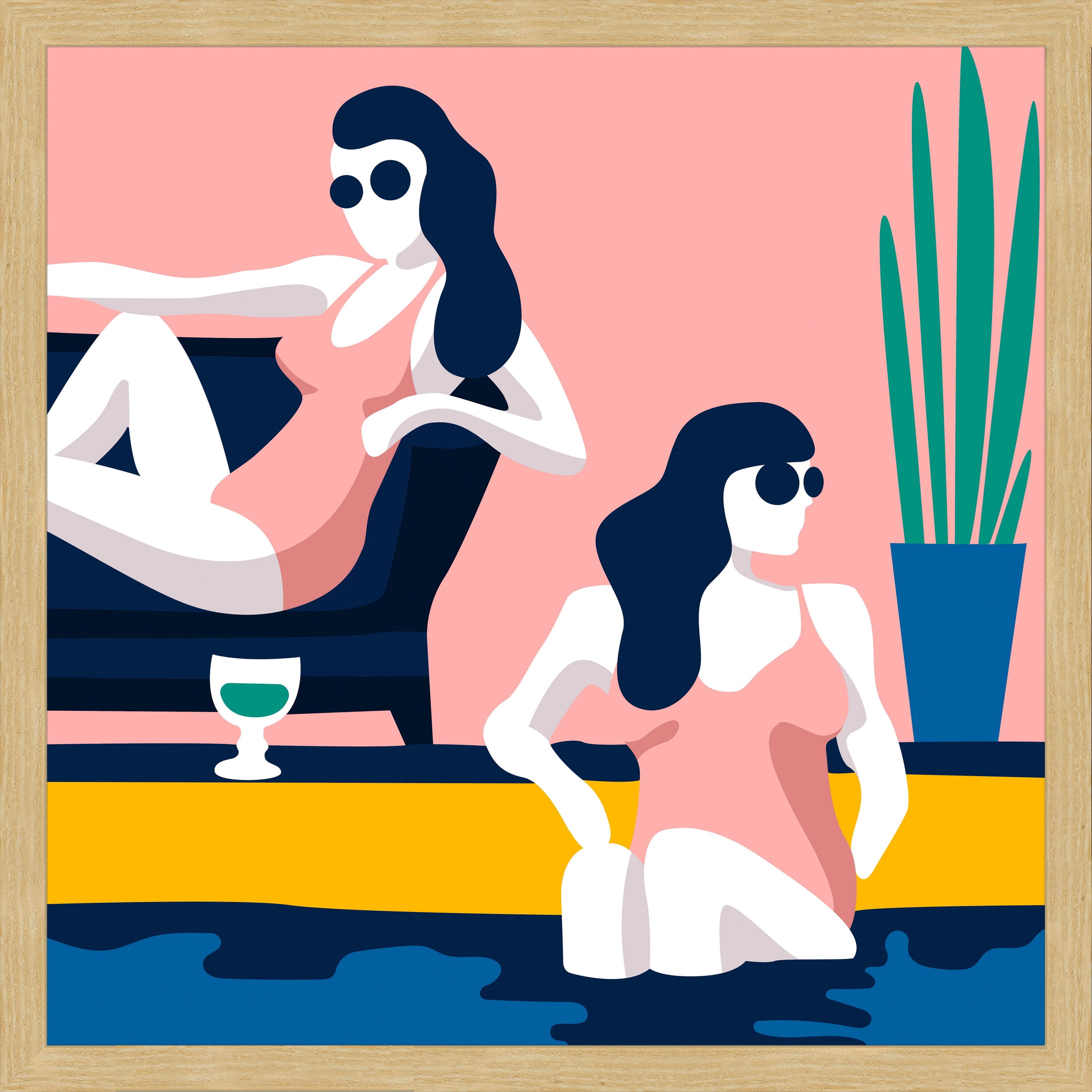 Chillin' in Pink Framed Painting Print