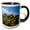 Black/White, variant on 3drose, Arenal Volcano in Costa Rica with Tropical Flowers., 15oz Mug