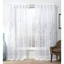 Exclusive Home Wilshire Burnout Sheer Hidden Tab Top Curtain Panel Pair, 54"x96", Winter White