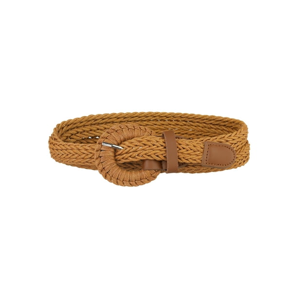 Cinturón de Cintura Trenzado de PU para Mujeres, Cinturón Delgado de Talla Grande para Pantalones de Vestido con Hebilla de Pin Marrón