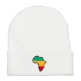 thumbnail image 5 of Rasta Africa Map Embroidered Long Beanie - White OSFM, 5 of 5