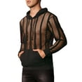 thumbnail image 4 of INSPIRE CHIC Sheer Mesh Hoodies for Men's Long Sleeves See Through Striped Pullover Tee Shirts, 4 of 4