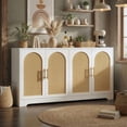 thumbnail image 3 of TROPOW Sideboard Buffet Cabinet - Credenza Storage with 4 Rattan Doors and Shelves, Modern Console Table Accent Coffee Bar Cabinet for Living Room, Kitchen, Hallway, Dining Room, Entryway, 3 of 7