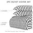 thumbnail image 3 of Noble Linens Gray Puffed Rugged Stripes Duvet Set 3-Piece Duvet Cover Set, King/Cal King, 3 of 11