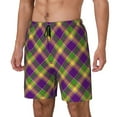 thumbnail image 2 of Uemuo Mardi Gras Plaid Pattern Mens Swim Trunks Quick Dry Board Shorts with Mesh Lining, Stretch Beach Shorts Quick Dry No-Chafing Board Shorts-3X-Large, 2 of 9