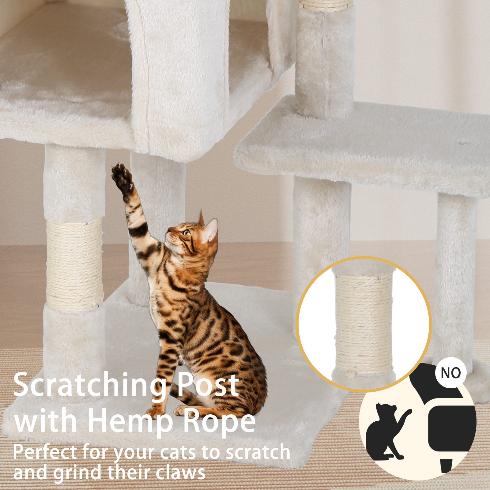 CL.HPAHKL Cat Tree, 36 inch Small Cat Tower with Scratching Post & Funny Toy for Indoor Cats, Cat Condo Furniture Activity Center for Kittens, Beige