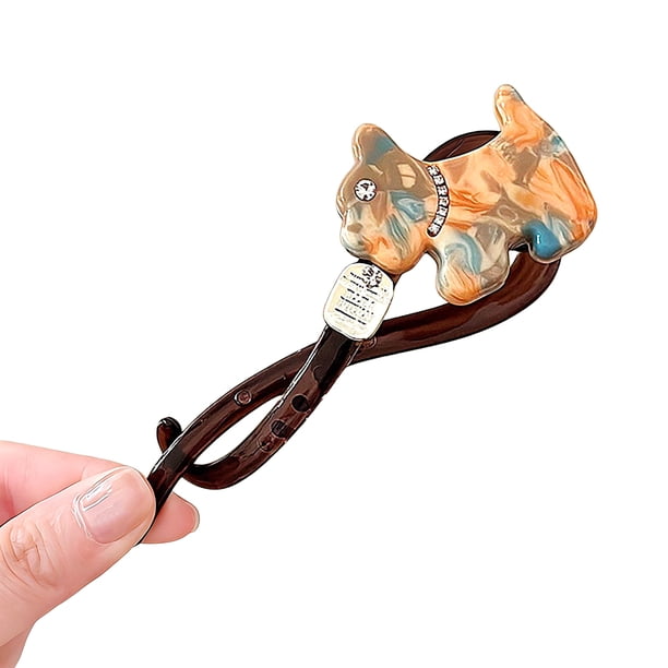 Horquilla con forma de gato y cachorro de perlas de imitación para el pelo, pinza para el pelo de acrílico, herramienta para peinar el cabello, accesorios para el cabello