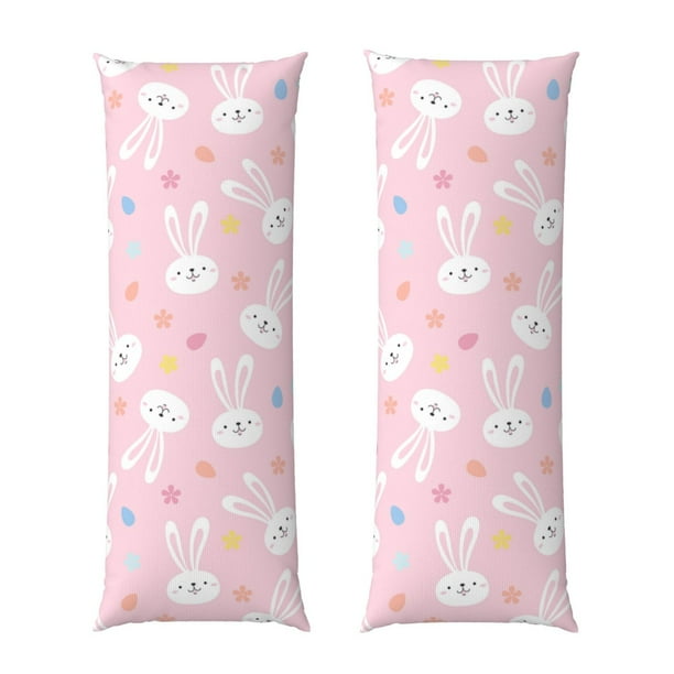 Balery Easter Cute Rabbit Funda Protectora para Almohada Corporal de Algodón Hipoalergénico con Cierre(55 x 21 pulgadas), Almohadas No Incluidas