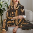 thumbnail image 6 of Sikiie Ancient Egyptian Hieroglyph Pajamas Set Long Sleeve Sleepwear Womens Button Down Nightwear Pj Sets-, 6 of 7