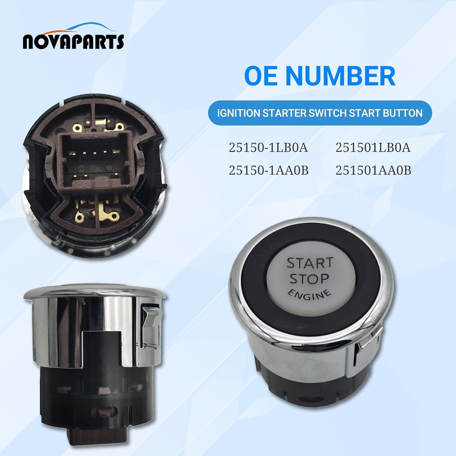 NOVAPATRS Ignition Starter Switch Start Button for 2008-2013 Nissan Altima 2009-2014 Nissan Maxima 2010-2014 Nissan Murano 2.5L 3.5L 25150-1LB0A 251501AA0B