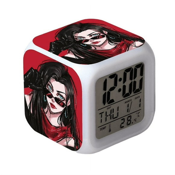 Anime Alarm Clock One Piece LED Square Clock Digital Alarm Clock with Time, Temperature, Alarm, Date
